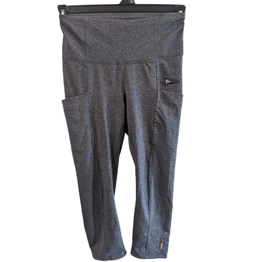 Lucy Heathered Gray Capri Yoga Pants Pockets Zippers Small